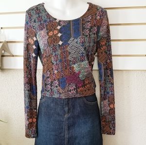 NWT Living Doll Tearst print LS Top sz M